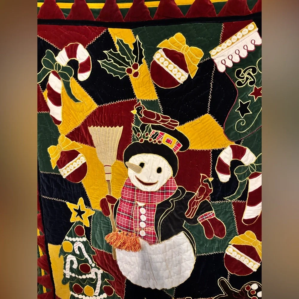 VTG 3D CHRISTMAS BED TOPPER (ROSS SIMONS 100% COTTON-VELVET FILLING:100% COTTON